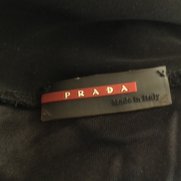 PRADA Vintage Midi Skirt Mesh Handkerchief Hem Pull On Skirt Black Red Sz S - Picture 7 of 7